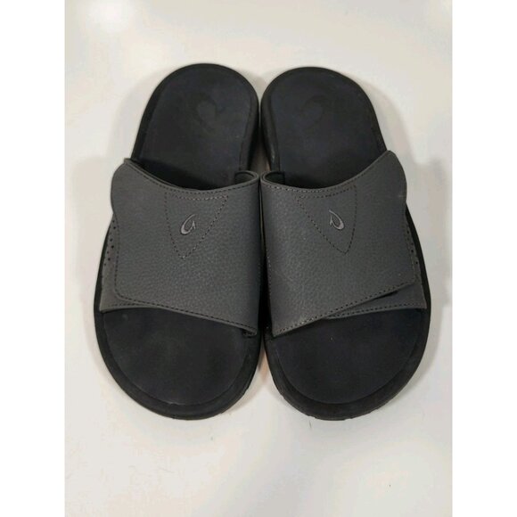 Olukai Nalu Slide Adjustable Sandals Mens Size US 11 Gray Black Beach Casual - Picture 2 of 8
